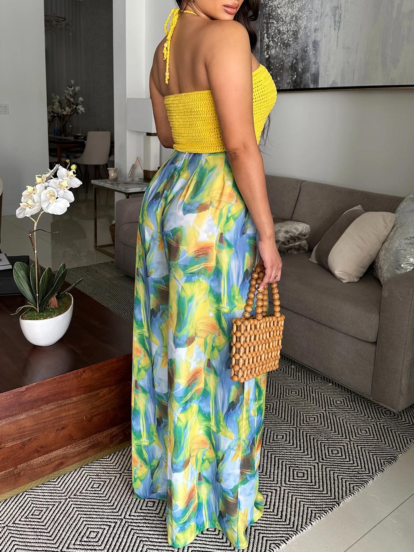 Women's All Over Print  Wide Leg Pants, Casual Comfy Trousers for Daily Wear, Ladies Bottoms for Summer