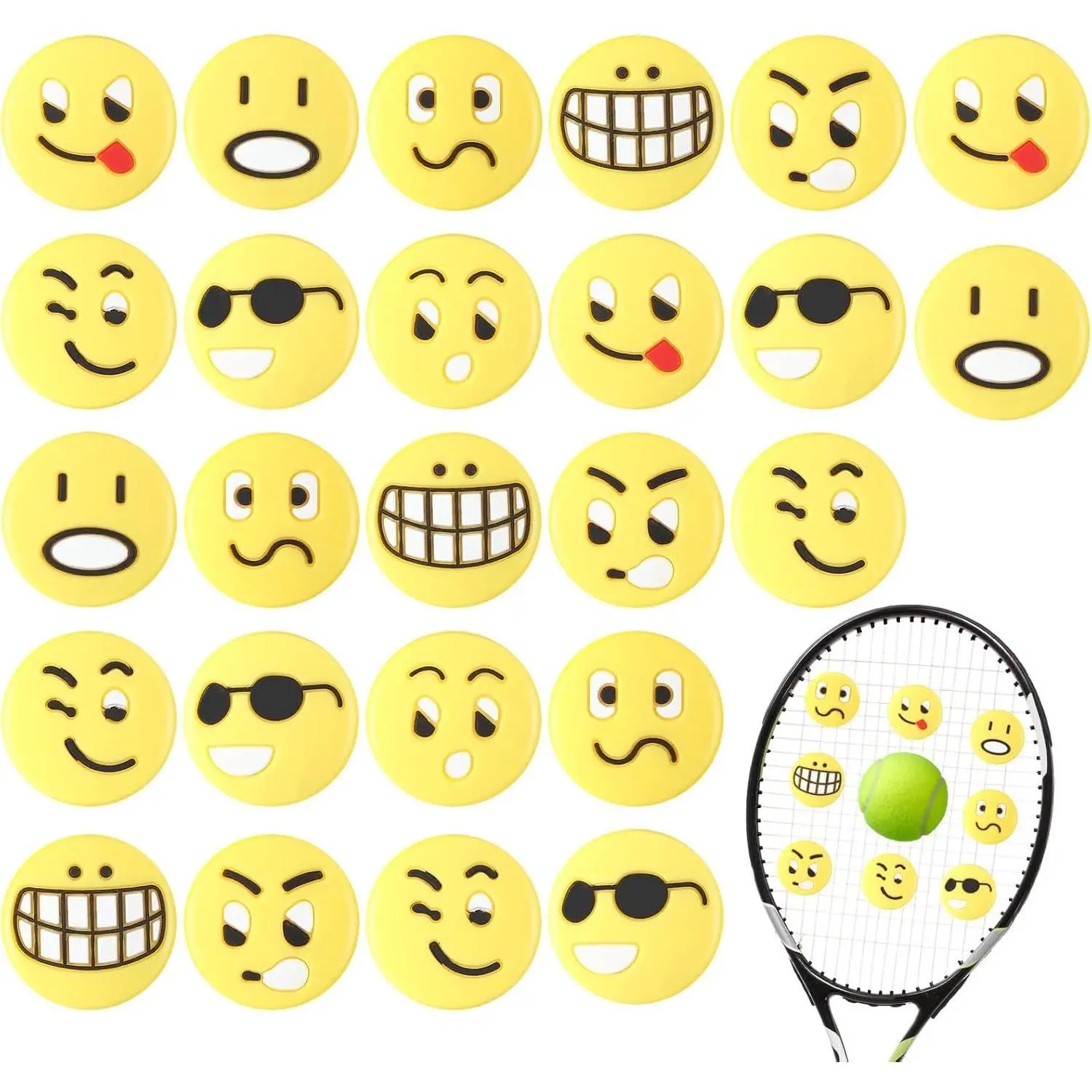 30 Pcs Silicone Tennis Vibration Dampener Cute Tennis Racket Dampener Assorted Tennis Supplies for Gift
