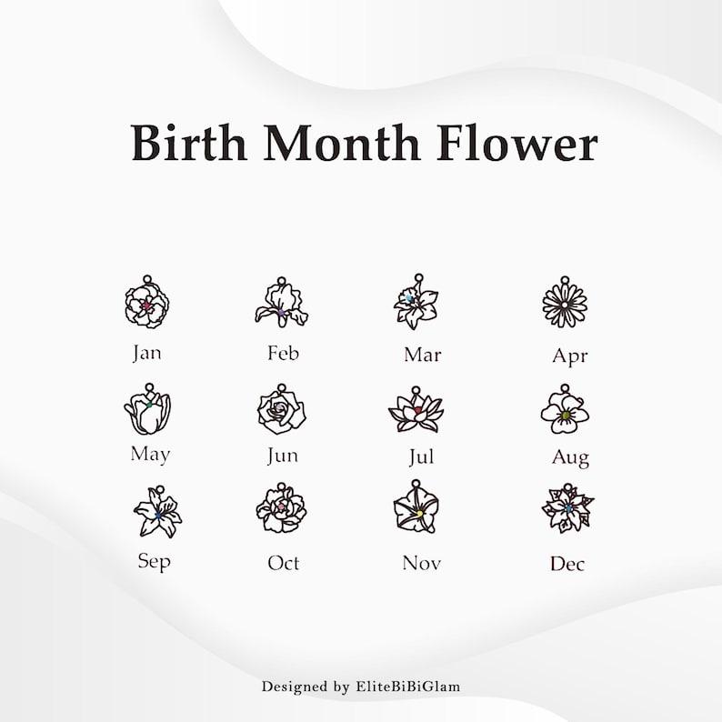 AS621 12 Birthday Flower Pendants Personalized Multiple Birthday Flower Stainless Steel Necklace Birthday Holiday Gifts