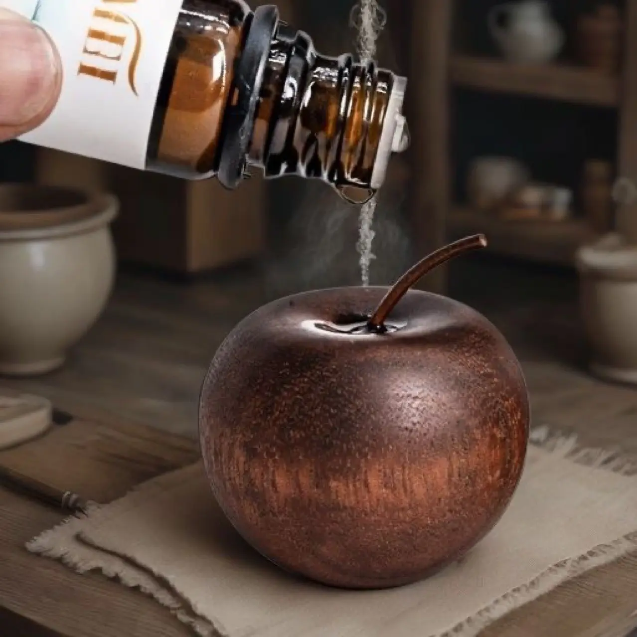 Natural Wood Diffuser, Apple Shape Essential Oil Diffuser, Safe No Fire Operation, Automatic System for Home Car Office, Air Freshener Gift, Aroma Diffuser