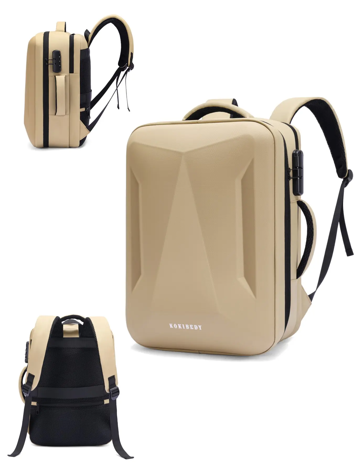 PVC Hard Shell Anti-Theft Backpack, Classic Shoulder Bag, Simple Student Bookbag, Large Capacity Commuter Laptop Backpack