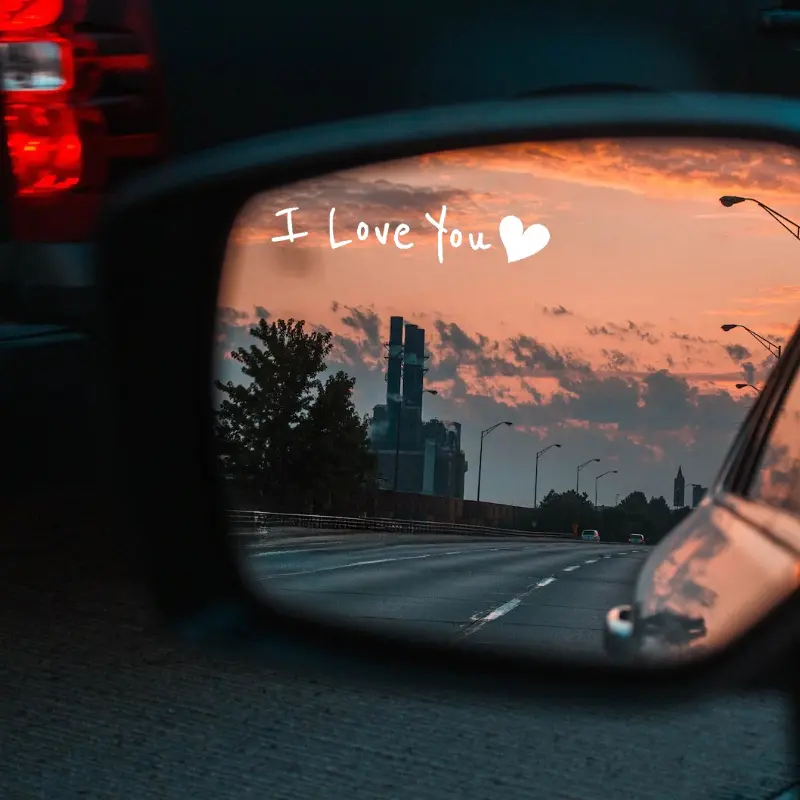 I Love You Rearview Mirror Sticker- I Love You Sticker- Mirror Sticker- Rearview Mirror Sticker- Car Mirror Sticker- Side Mirror Sticker