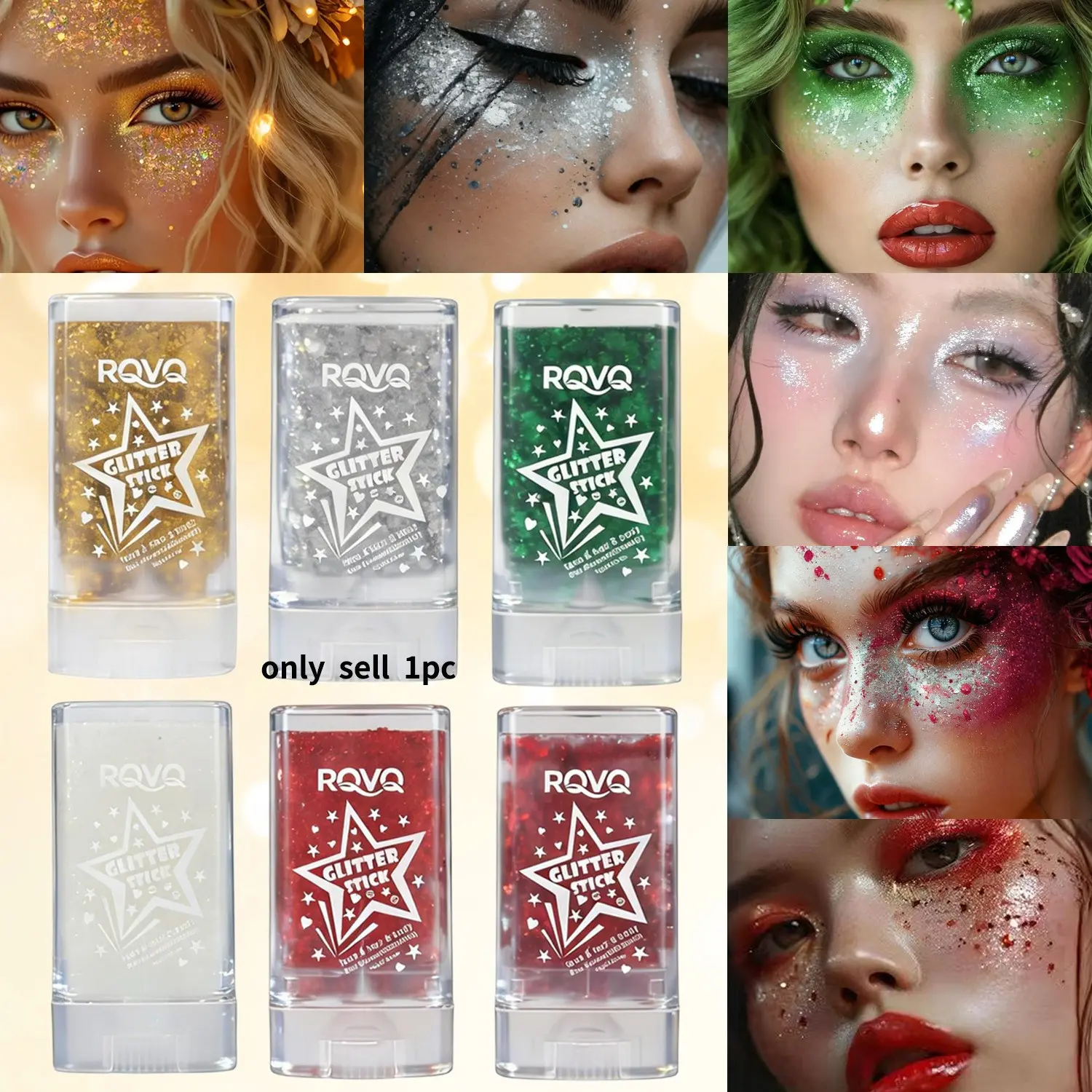 Rainbow Hair Glitter Stick for Kids, Mermaid Fairy Costume Glitter, Waterproof Sequins Rave, Mardi Gras Accessories, Glitter Stick For Face