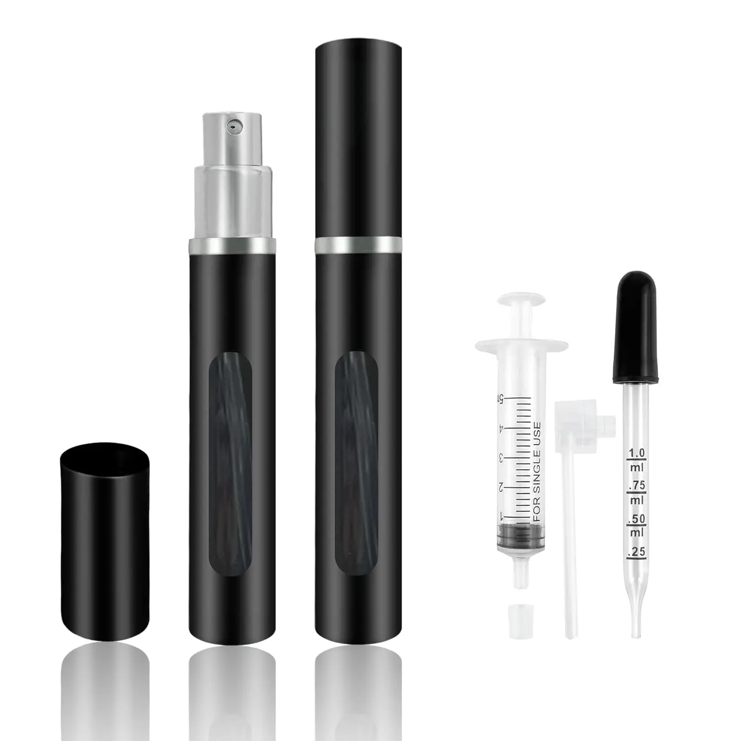 2 Pack Refillable Mini Perfume Atomizer Bottle,Portable Separate Bottles,Travel and Outings  Boxes Dispensers 5ml/0.2oz (Black)
