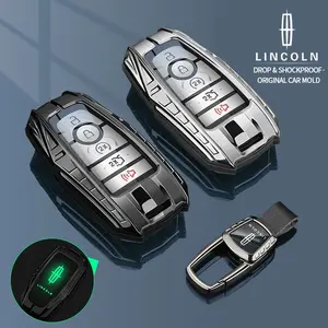 Lincoln Aviator Mkc Mkz Nautilus Mkx Continental Navigator 3/4/5 Key Metal Car Key Protective Case, Night Glow Logo, Armor Style