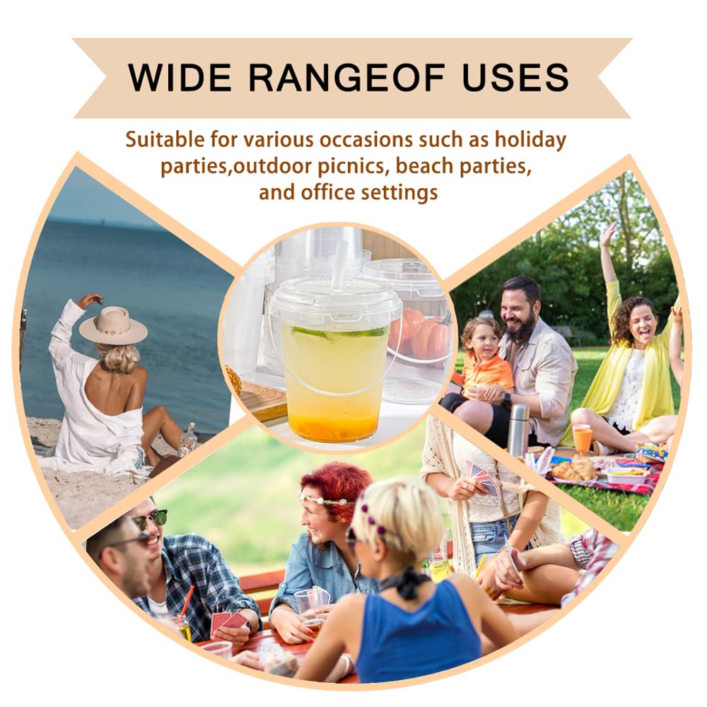 5/10pcs Set 33.81 oz Large plastic cup with lid and straw - reusable, BPA-free drink cup for ice drinks, fruit, ice bucket - ideal for parties, festivals, and everyday use, Plastic Clear Cups #GLOBAL PICKS