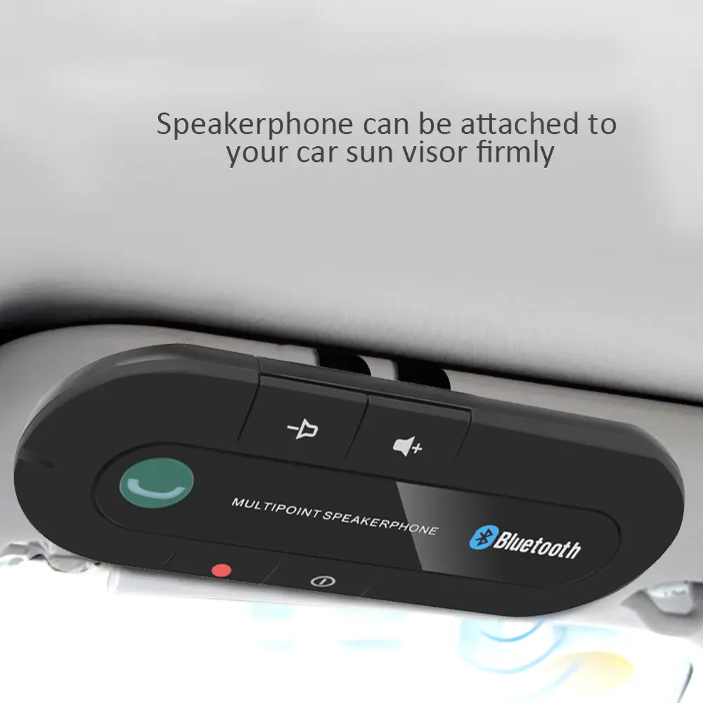 Bluetooth Speaker Handsfree Car Kit Sun Visor Clip Wireless Audio Receiver Speakerphone Wireless Stereo MP3 Music Player Cable Charging