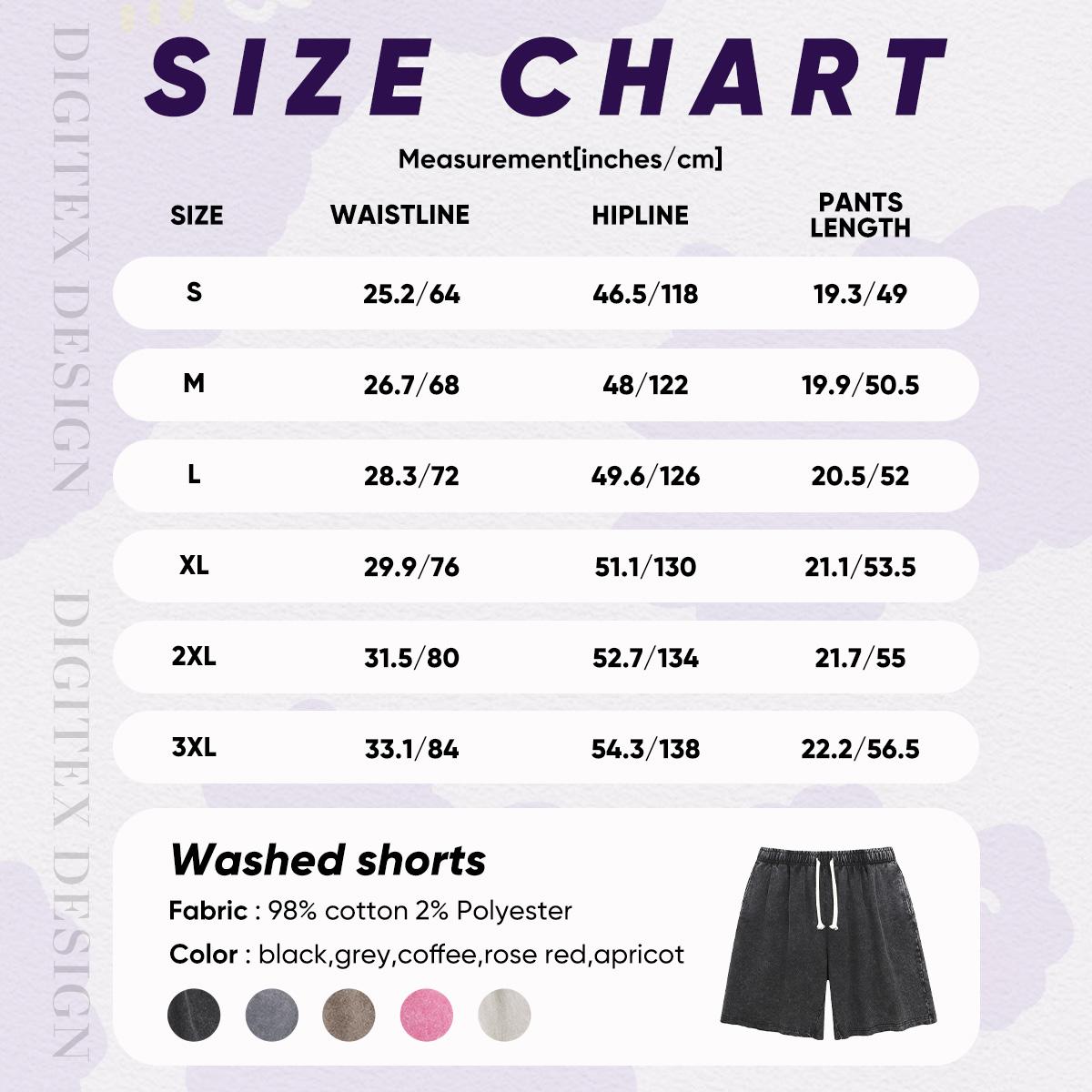 Digitex Unisex Acid Wash Elastic Waist Shorts, Cotton Blend Casual Bottoms for Men and Women