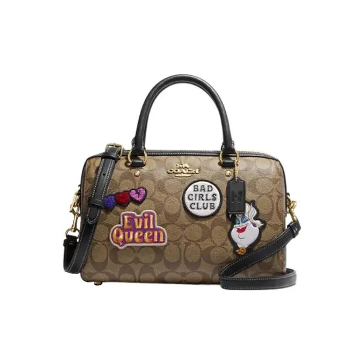 Coach x Disney Rowan 27 Crossbody Handbag for Women – Classic Monogram Style in Deep Khaki