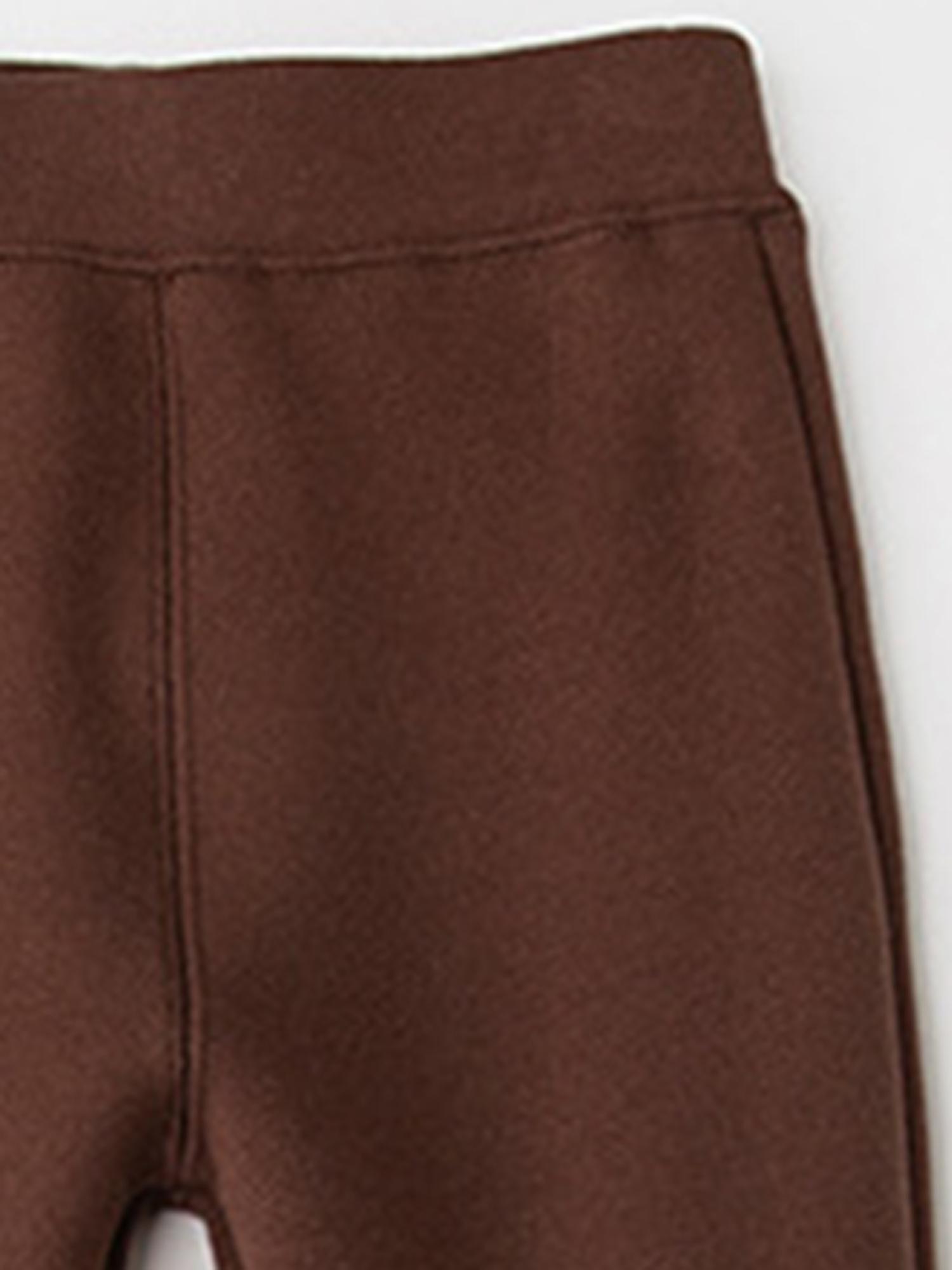 Girls' Fleece-Lined Thickened Flared Pants - Korean-Style Slim-Fit Winter Warmth with Elastic Waist & Flared Leg, Soft Fleece Lining, Loose Fit Casual Pants for Fall/Winter, Solid (Candy-Colored Options Available) - Everyday & Special Occasion Outfi