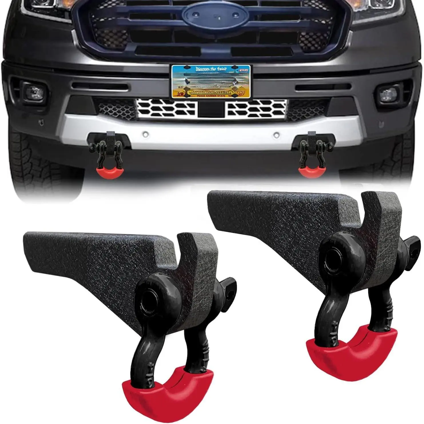 Front Tow Hook Mount Bracket and D-Ring Compatible with 2019 2020 2021 2022   D-Ring Shackle Bracket Demon Hook Bracket