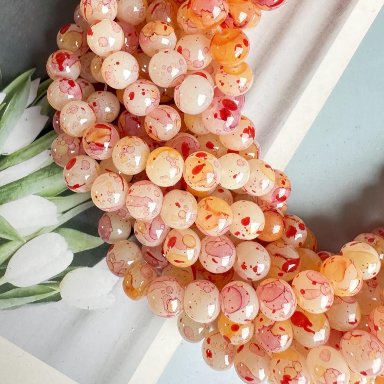 Halo Dyed Ink Premium Glass Beads for DIY Jewelry Making, 100/200pcs DIY Jewelry Accessories for Bracelet, Necklace, Earrings, Jewelry Making Supplies