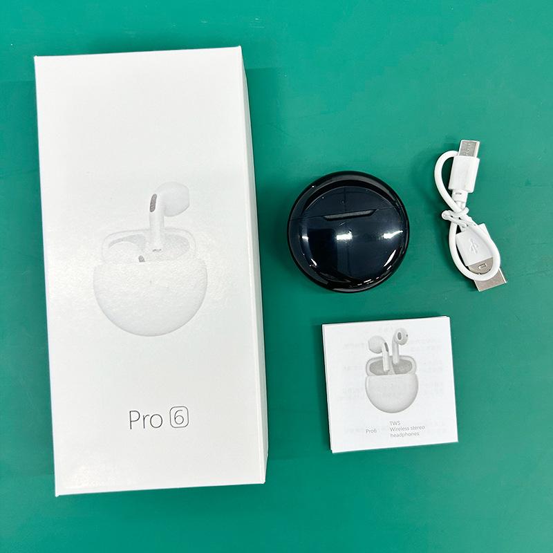 New Pro6 Bluetooth Earphones True Wireless In-Ear Ultra-Long Battery Life TWS Sports Wireless Bluetooth Earphones
