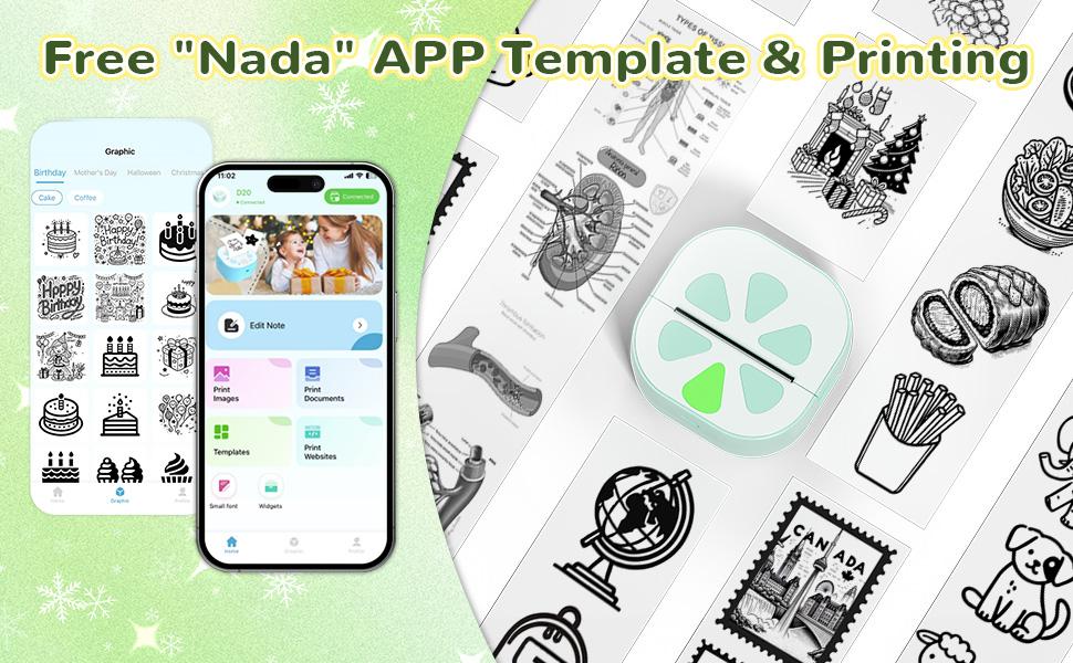 THE WELL KEPT Sticker Printer, Print Pods Mini Printer, Bluetooth Thermal Sticker Maker Machine with 3 Rolls Paper, Print Pod Mini Printers for iPhone, Impresora Portátil for Study Note, Journal, DIY, Kids Gift