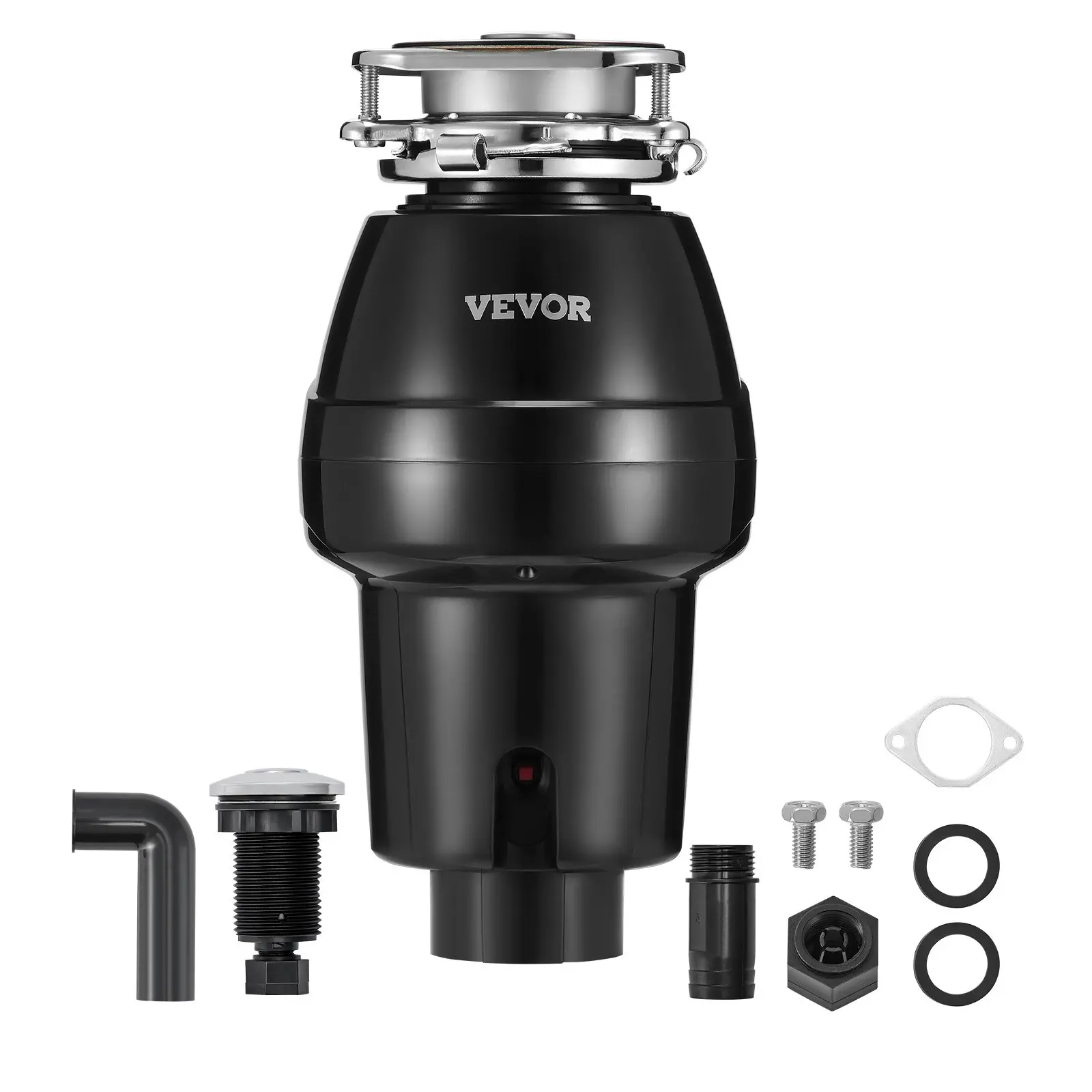 VEVOR Garbage Disposal, 1/2 HP 3450RPM Continuous Feed Food Waste Disposer, 3-Bolt Mount Food Waste Grinding System with Sound Reduction, Power Cord Splash Guard for Kitchen Sinks