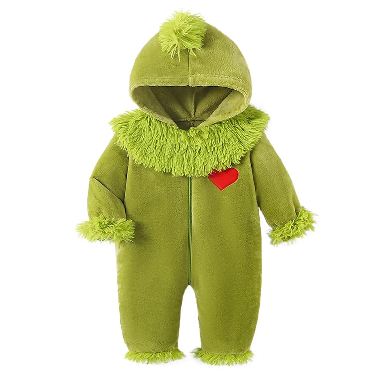Baby Green Monster Costume Newborn Infant Long Sleeve Hoodie Romper Jumpsuit My First Halloween Christmas Outfits