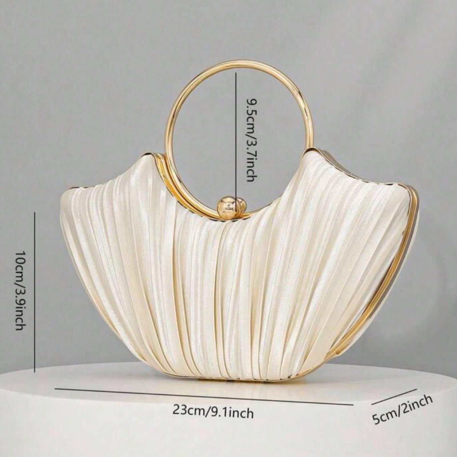 Women's Metallic Luxury Evening Clutch Bag, Elegant Leather Party Handbag with Chain, Glitter Formal Clutch Purse Crossbody Bag for Gown, Ball, Wedding, Bridesmaid, Birthday Dress Accessory , New Year