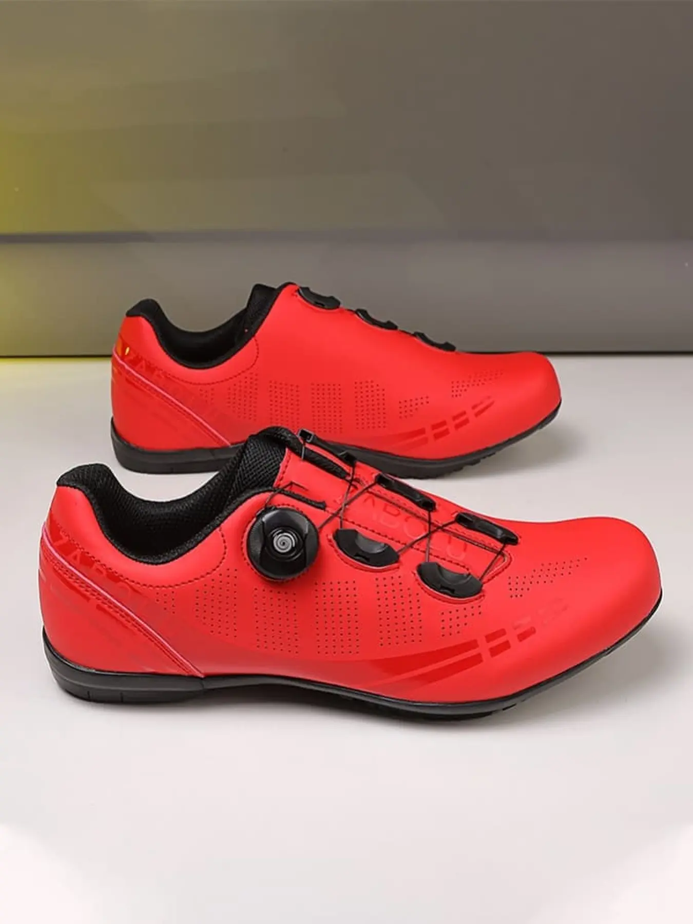 Men Women Pro Cycling Road Lock Shoes Rotary Buckle Breathable Perforated Upper Tough Hard Outsole For Long Race Riding