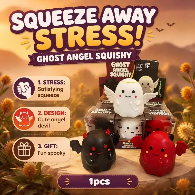 Crazy Fun Ghost Squishy Soft Squeeze, Angel Devil Fidget Toy, Stress Relief for Adults, Halloween Party Decor, Anxiety Relief Gift