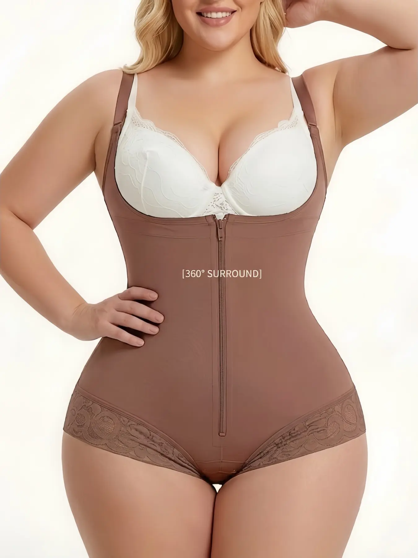 1 Count Women's High Waist Shapewear Bodysuit, Colombian Shapewear, Fajas, Butt Lifting & Tummy Control Shapewear, Zipper & Double Hook Closure Compression Jumpsuit, Curve Hugging Compression, Perfect For Daily Life & Polished Body Lines