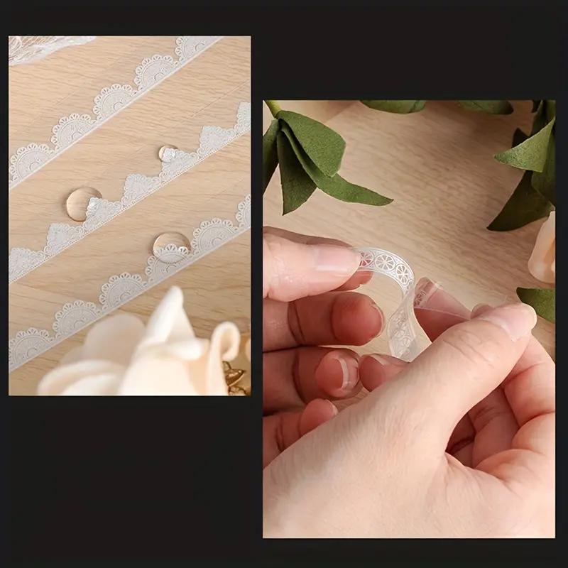 Random Color Lace Pattern Sticker, 30pcs/pack Waterproof PET Lace Decorative Sticker, Modern Simple Self Adhesive Scrapbook Materials Decorative Sticker for DIY Scrapbooking