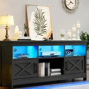 TV Stand for TVs Up to 65 Inch, Entertainment Centre with Power Outlet, TV Shelf with Storage Cabinet, Television Stands for Living Room, Media Console,