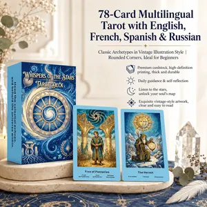 Classic Tarot Deck with 78 Cards, Includes Instructions in English, French, Spanish, Russian, Perfect for Divination and Reading