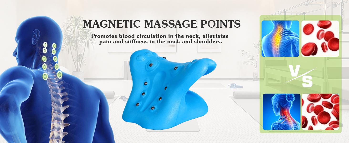Neck Stretcher Cervical Traction Pillow with Acupressure, Neck and Shoulder Relaxer for TMJ Pain Relief, C-Arch Chiropractic Pillow, Spine and Neck Corrector