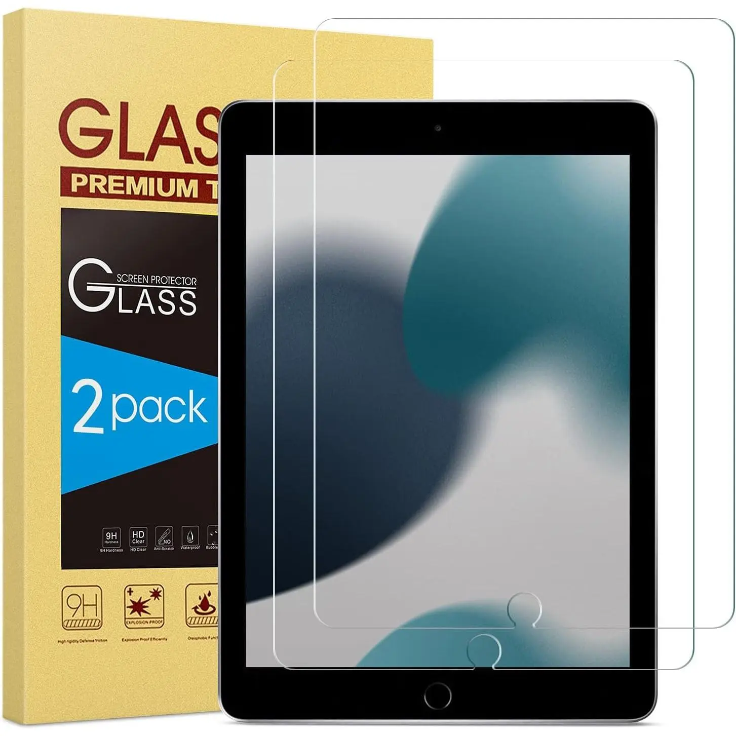 [2 Pack]  Screen Protector Compatible with iPad 9th 8th 7th Generation (10.2 Inch, 2021 / 2020 / 2019 Model), Tempered Glass / Anti-Scratch