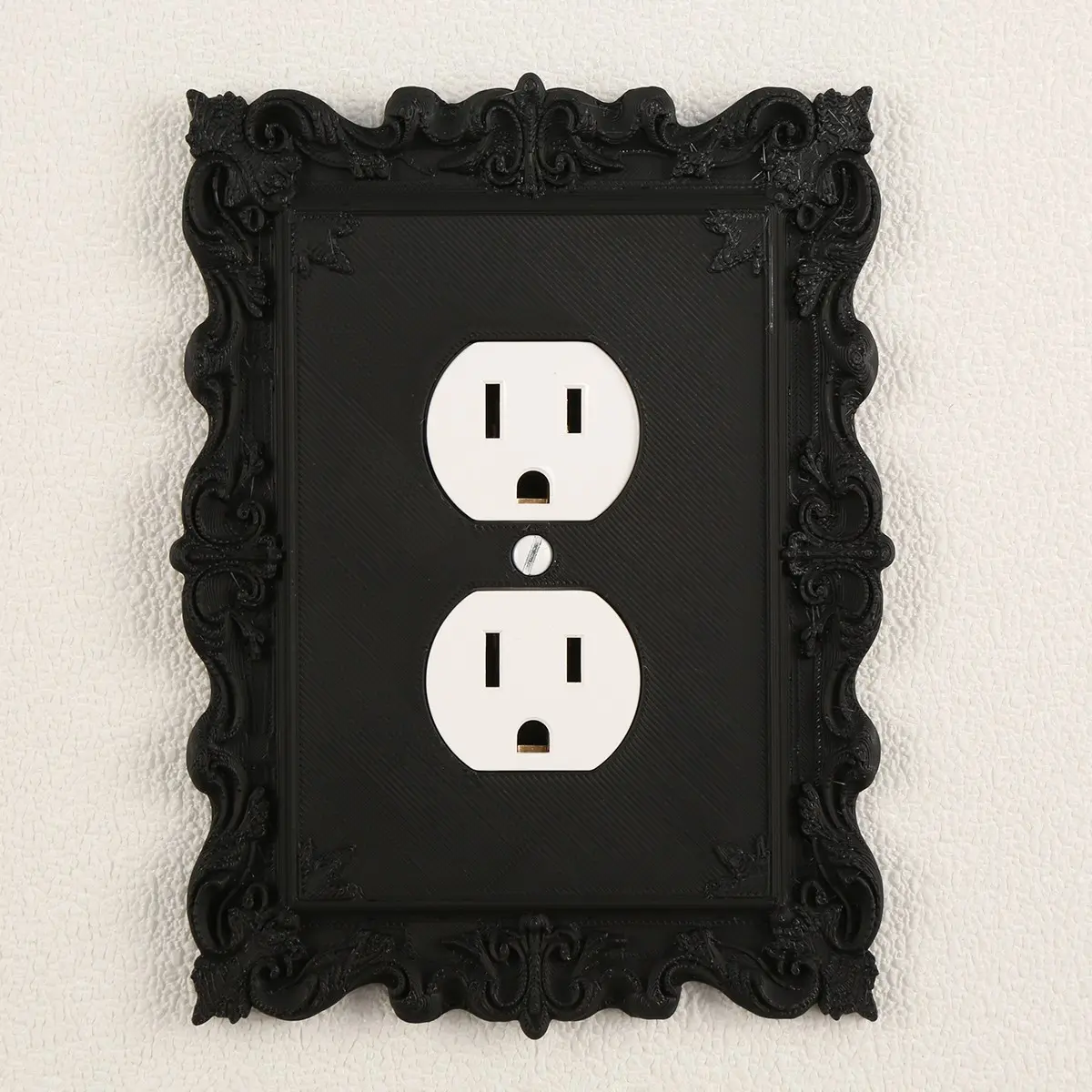 Vintage Framed Scroll Carved Outlet Cover, Rococo Decorative Duplex Socket Wall Panel, Antique Farmhouse Gothic Home Wall Decoration