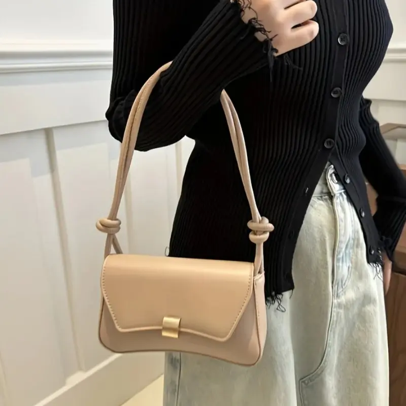 Women’s Vegan Leather Crossbody Bag, Minimalist Solid Color Flap Purse with Lightweight Shoulder Strap, Trendy Casual Small Handbag for College Students, Office Work, Travel, Shopping & Everyday Use