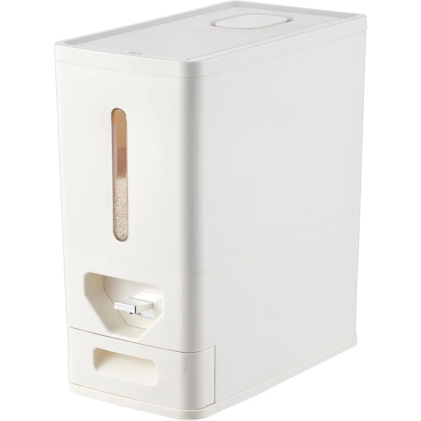 22-25 LB Rice Dispenser,Airtight Rice Container with Built-In Drawer | 11KG,BPA-Free Pantry Storage for Rice,Cereal,Beans and Dry Food,Sealed Lid Helps Protect Contents From Moisture