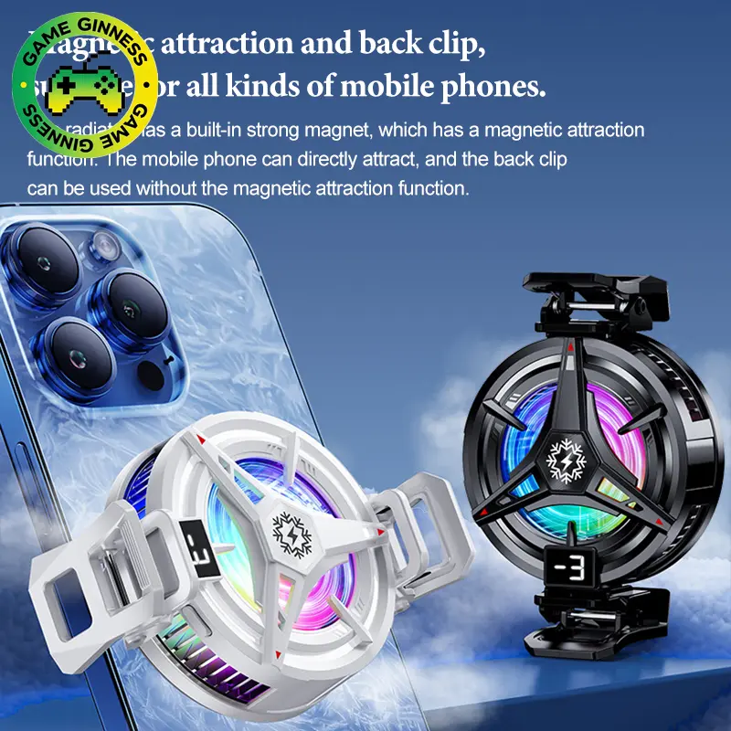 TL07 Magnetic Silicone Phone Cooler with Blades, Game-Friendly Universal Rechargeable Mobile Fan, Strong Cooling, Long-Lasting Battery, Cable Included, Device Protection, Charging