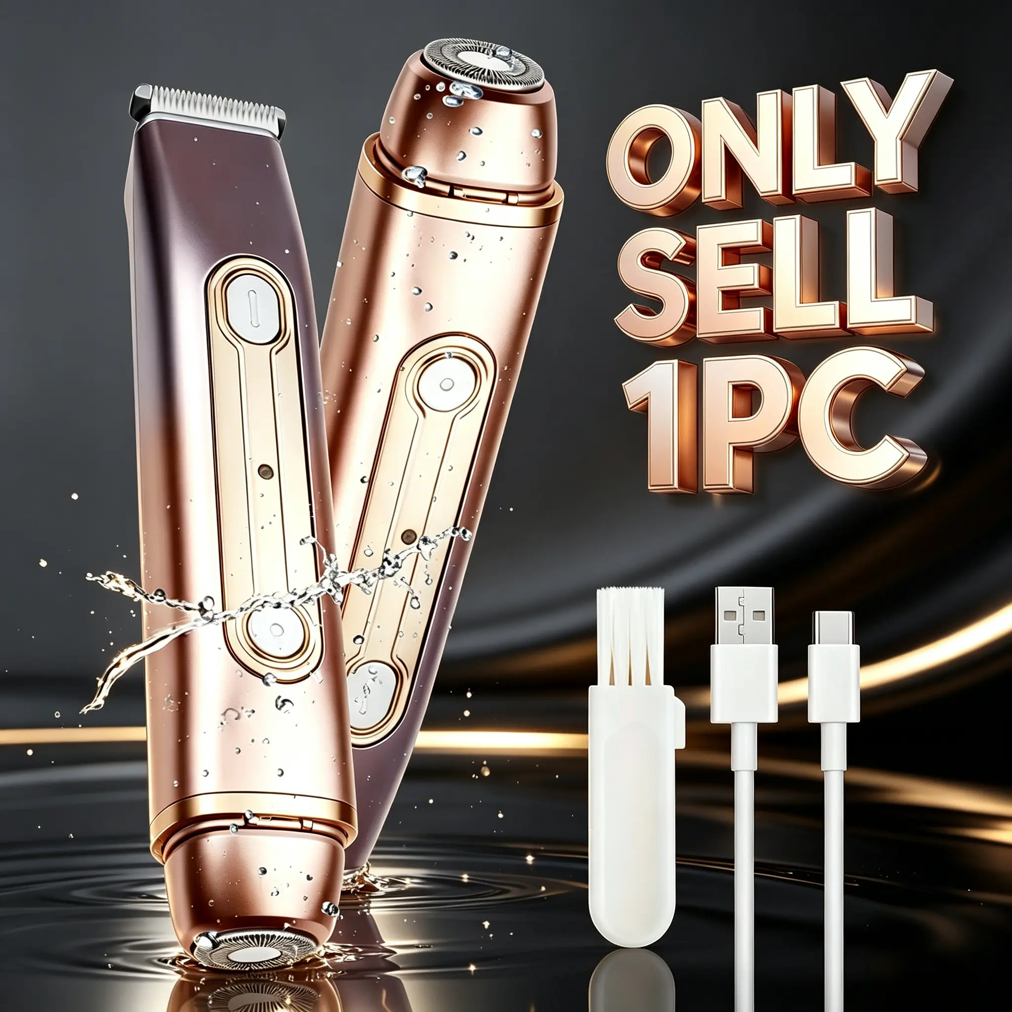 2-In-1 Women's Electric Razor, Dual-Head Bikini Trimmer, Dry & Wet Body Hair Remover, Perfect Gift, Gradient Color, HD-706 Model