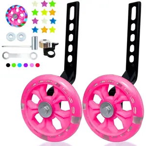 Father's Day Parent-Child Learn To Ride Gifts for Dad| Beautiful Rose Flash Mute Big Bike Training Wheels| Stabilizer Fit 12 14 16 18 20 Inch Single Speed Kids Bicycles