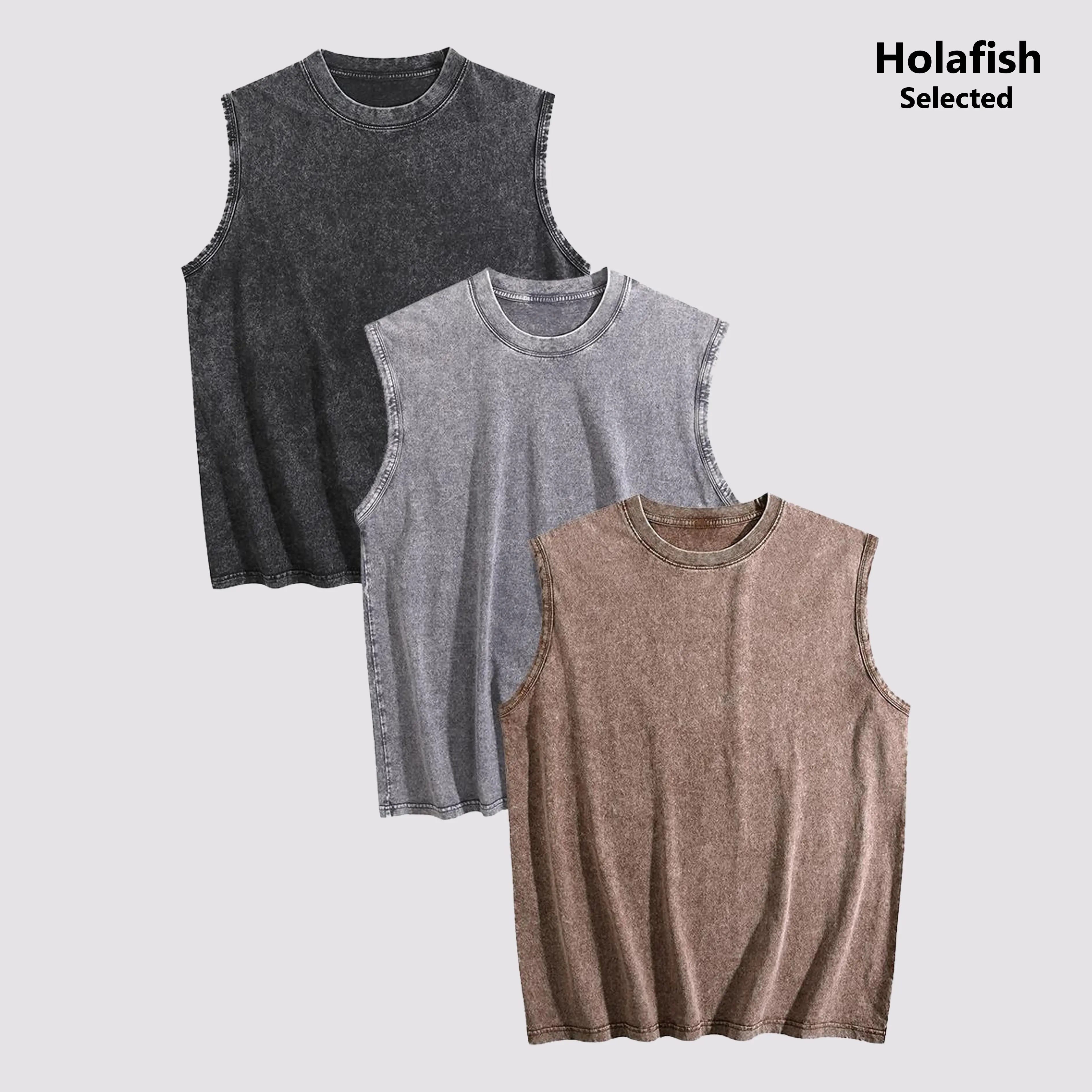 Holafish Women's 1/2/3 Pacs Oversized Acid Wash Tank Top, Soft Cotton Sleeveless, Breathable Active Tee, Perfect for Training and Casual Streetwear Unisex Closet Essential with summervinws