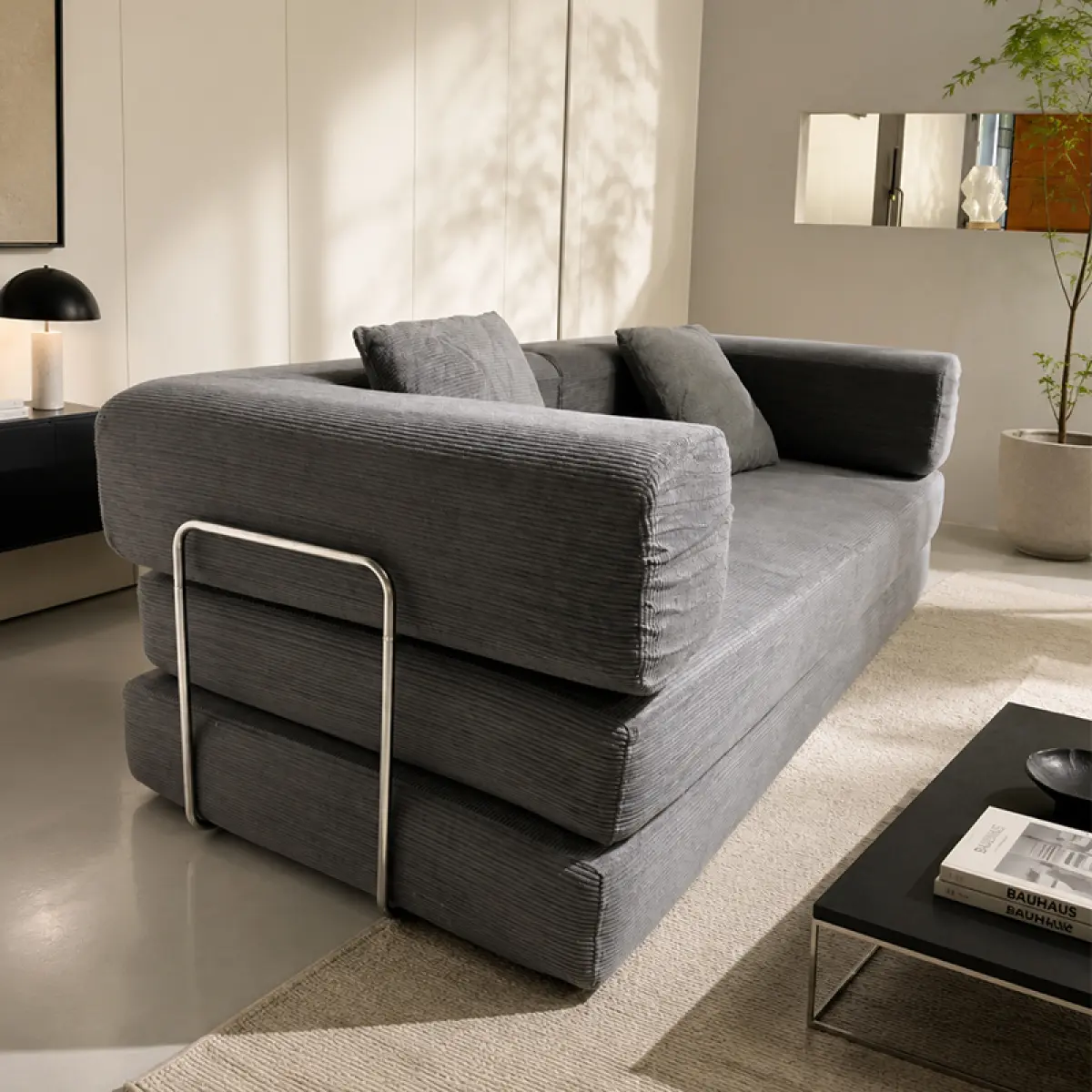 Double sofa, sofa bed, multifunctional compression sofa, wide body sofa, pure sponge sofa, fine striped Corduroy fabric sofa