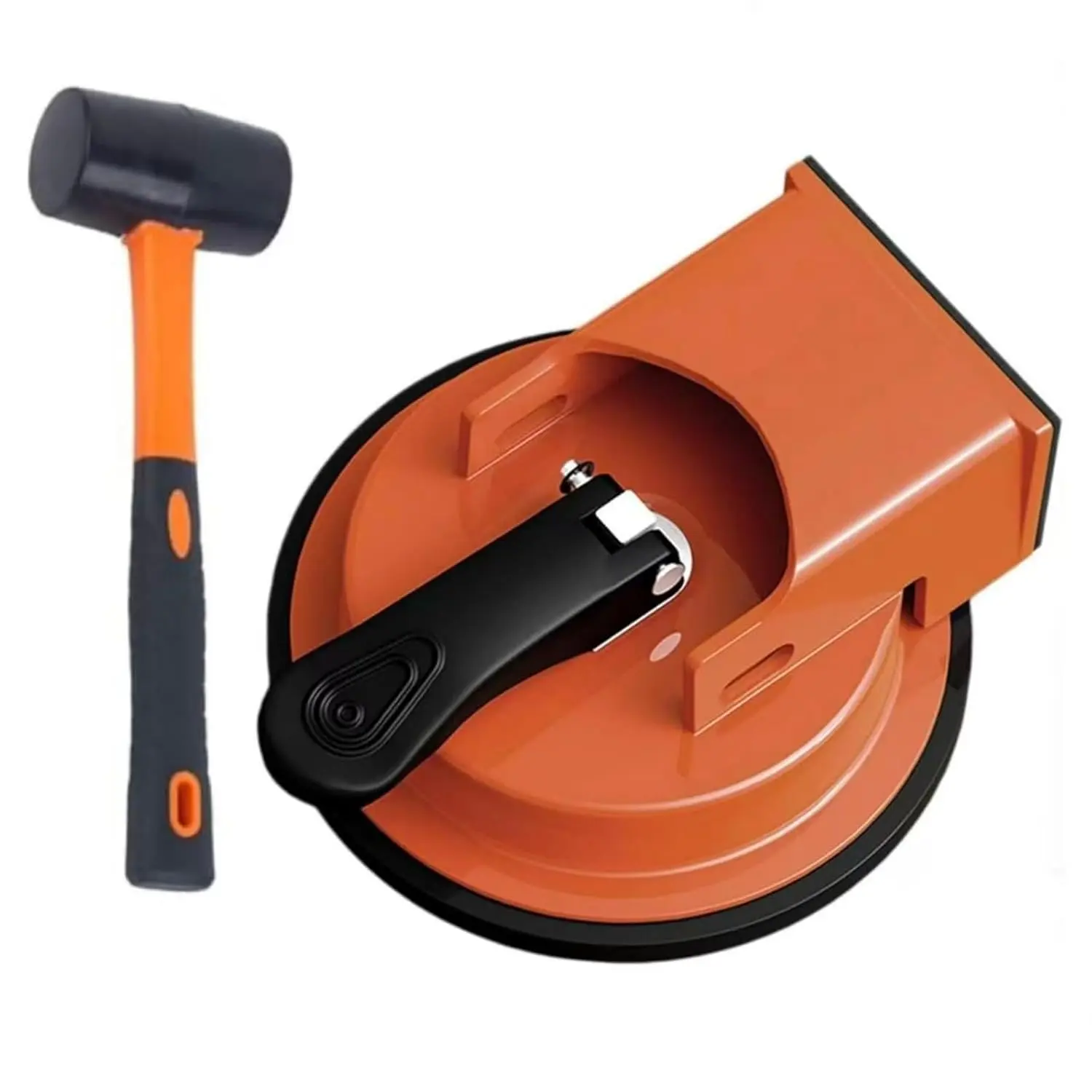 Gap Fixer Tool - Duty Suction Cup Repair Tool for Laminate, Wood, Tile & Vinyl Flooring -, Compact & Efficient Laminate Gap Repair Tool (Orange+Mallet)
