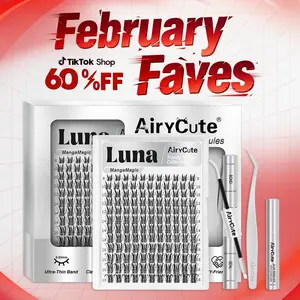 Luna | AiryCute MangaMagic Collection Upgrade U Lashes with Ultra-Dense, Waterproof, Long-Lasting Lashes | Aphrodite | Fashion Wet Look | Beginner Friendly DIY Lashes For a Flawless, Voluminous Look | Trendy & Must-Have Clusters