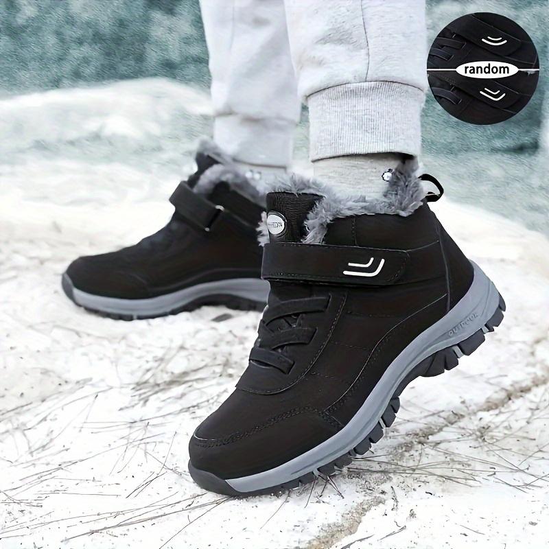 Unisex winter warm fleece snow boots - anti-slip TPR thick-soled ankle boots with adjustable buckle design, couple outdoor casual sports hiking shoes, round toe style