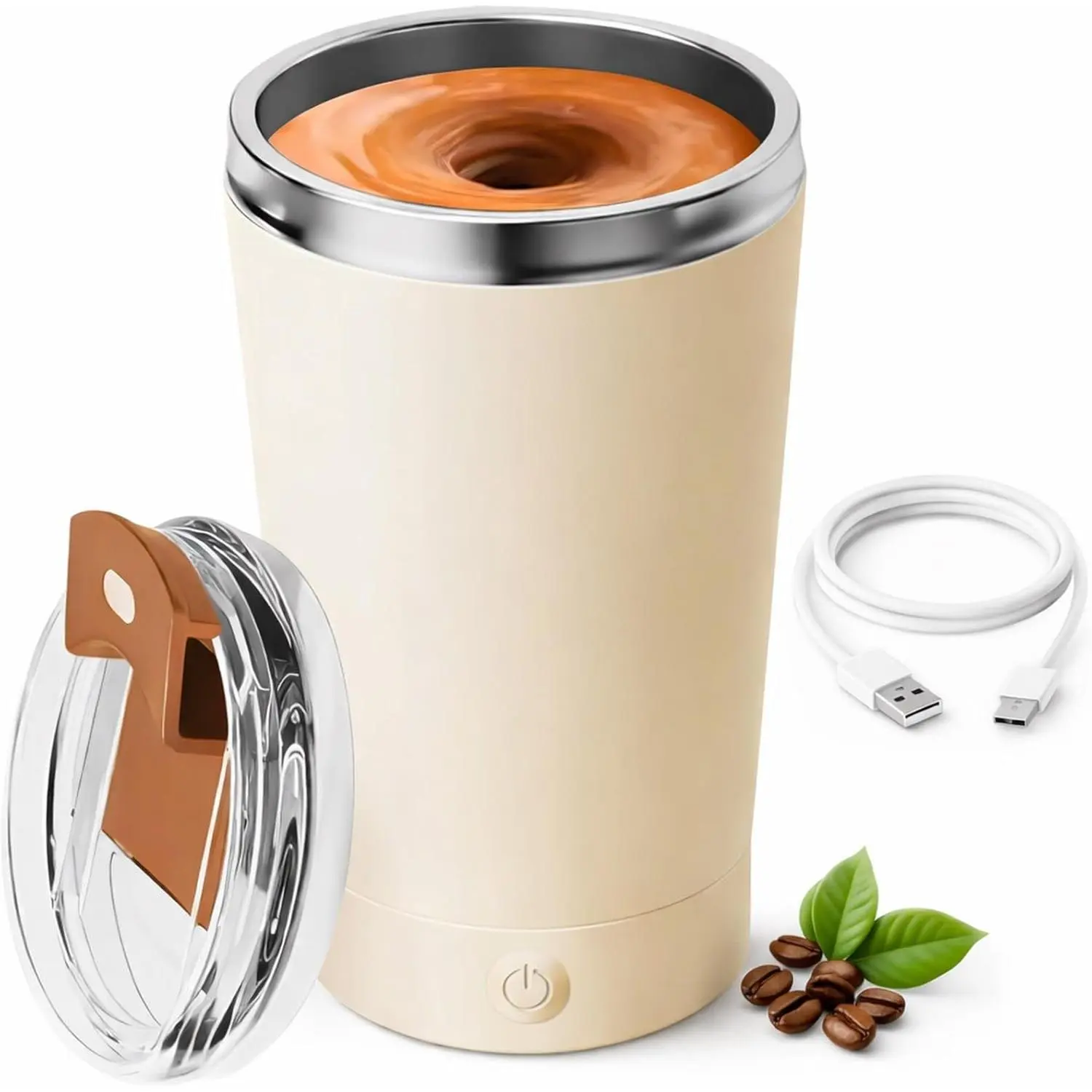 Self Stirring Coffee Mug With Lid Electric High Speed Self Stirring Mug 400ml Rechargeable Detachable Stainless Steel Self Stirring Cup for Coffee, Milk, Cocoa Christmas Drinkware Portable
