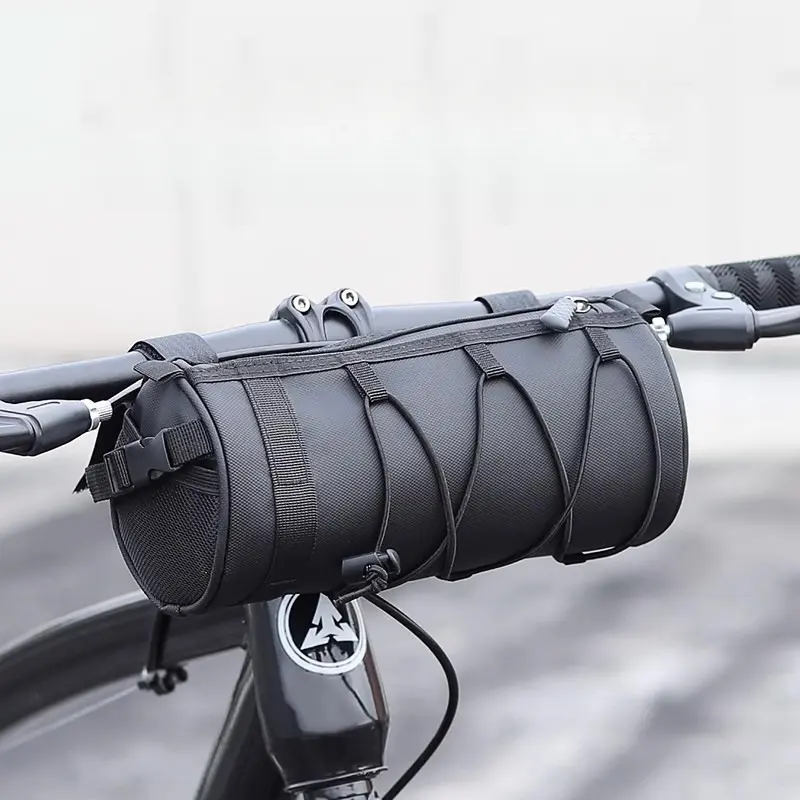 Road bike handlebar bag, cycling cylindrical handlebar bag with shoulder strap, multifunctional mountain bike front bag
