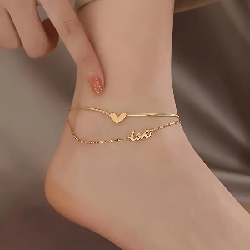 Elegant Double Heart Link Anklet in Stainless Steel| Dainty Layered Foot Bracelet| Meaningful Holiday Gift for Bestie, Sister or Girlfriend on Christmas & Valentine’s Day.