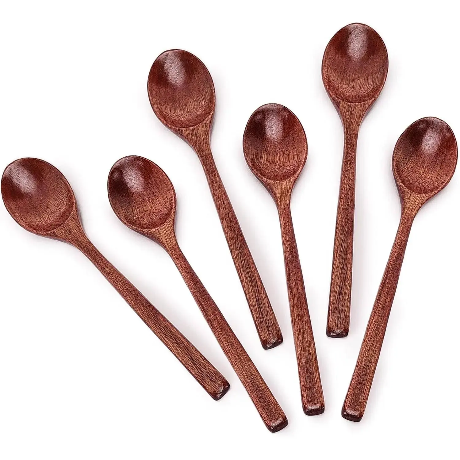 6pcs 9in Wooden Spoons, Soup Spoons Set, Long Handle Wooden Utensils | for Cooking, Tasting, Serving, Stirring and Mixing (6pcs 9in)