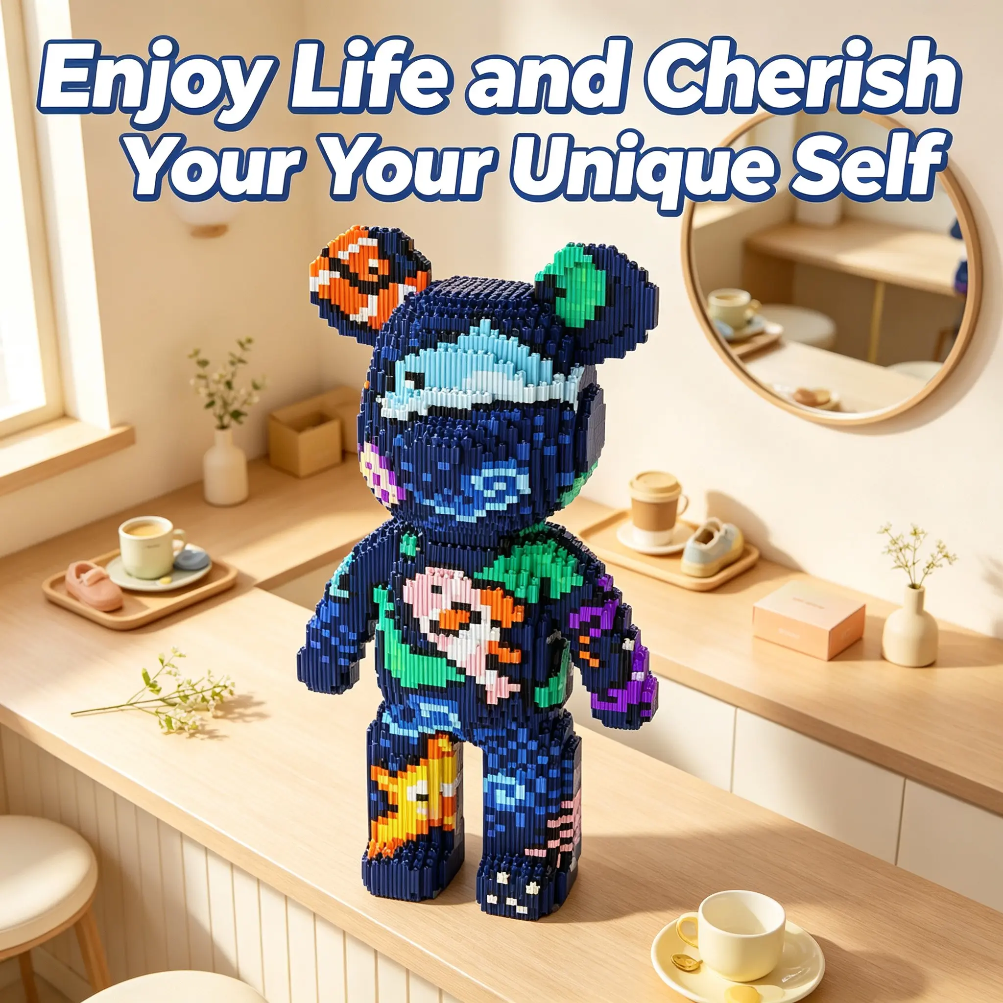 Bj Ocean World Surprise Bear 3D Puzzle Ornament, Home Office Decor, Party Decoration, Ideal Gift, Handmade Craft, Lightweight Statue