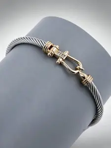Adjustable Stainless Steel Bracelet, Dual-Tone and Silver Color Design, Punk/goth Style, Ideal for Daily Wear, Perfect Gift, Adjustable Link Bracelet