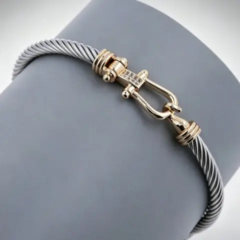 Adjustable Stainless Steel Bracelet, Dual-Tone and Silver Color Design, Punk/goth Style, Ideal for Daily Wear, Perfect Gift, Adjustable Link Bracelet, Jewelry Bracelets