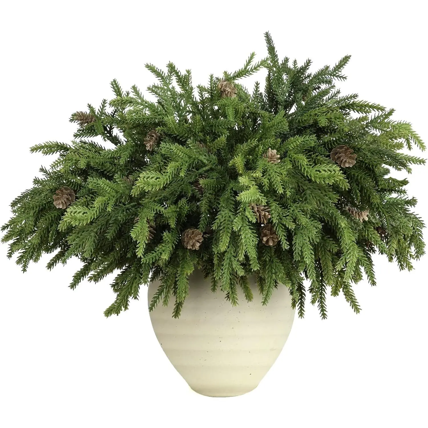6 count Christmas Greenery Stems with Pinecones Soft Bendable Naturally Droop Realistic Artificial Pine Stems Christmas Pine Branches Picks Faux Cedar Stems for Vase Garland Wreath Table  Decor(6)