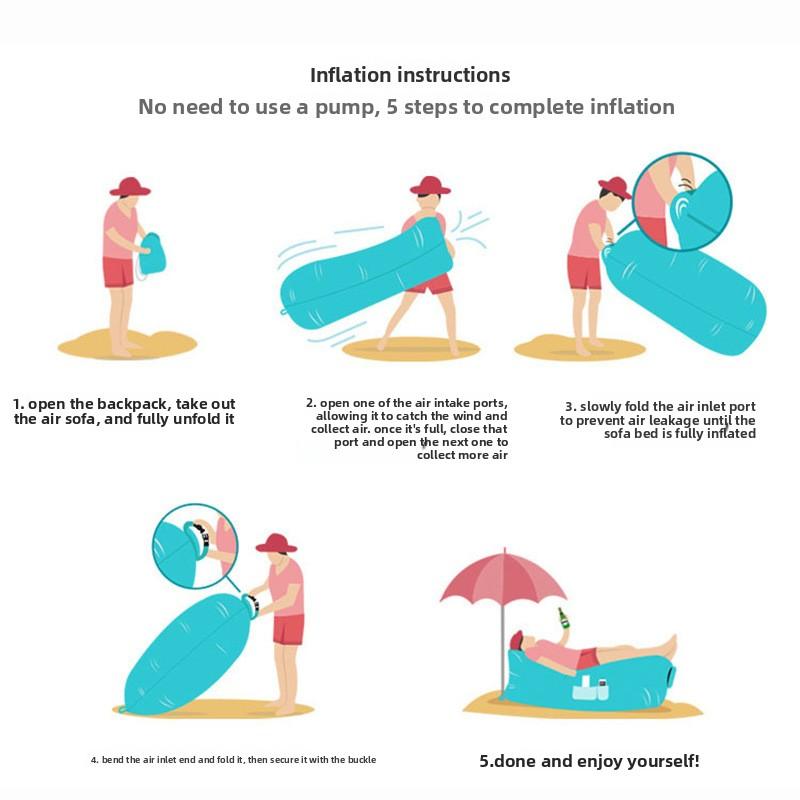 Lazy inflatable sofa Internet celebrity air mattress bed Single inflatable mattress Outdoor camping Portable chair Air lunch break