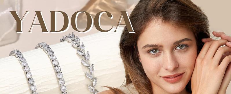 YADOCA Tennis Bracelets For Women - Silver Plated Bracelet Stack Cubic Zirconia CZ Diamond Adjustable Stackable Bracelets Set For Prom Wedding Jewelry Gift 3Pcs